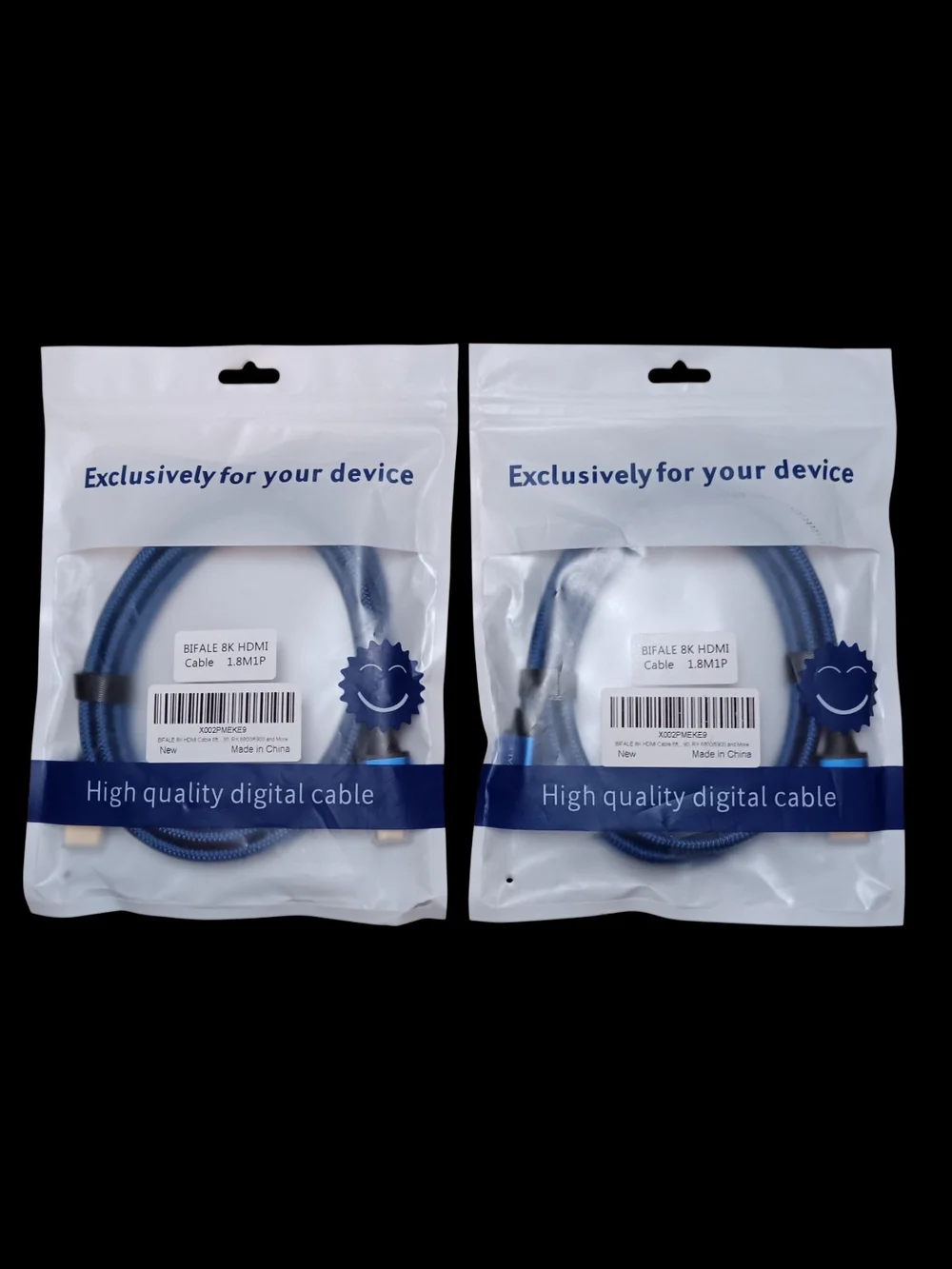 Set of 2 ​BIFALE 8K HDMI Cable 6ft Braided High Speed - New in Package **